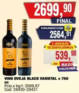 Maxiconsumo Oveja vino black varietal oferta