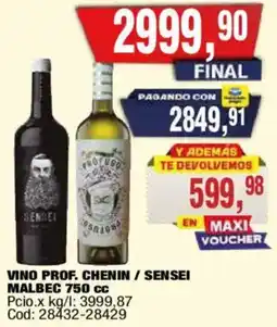 Maxiconsumo Prof. chenin/sensei vino malbec oferta