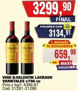Maxiconsumo D.valentin vino lacrado varietales oferta