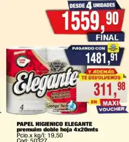 Maxiconsumo Elegante papel higienico premuim doble hoja oferta