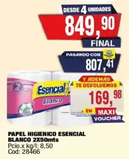 Maxiconsumo Esencial papel higienico blanco oferta
