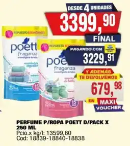 Maxiconsumo Poett perfume p/ropa d/pack oferta