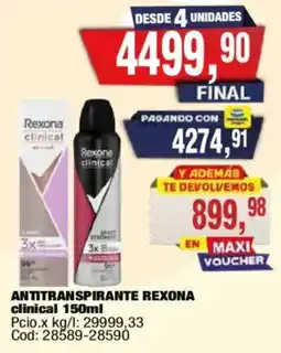 Maxiconsumo Rexona antitranspirante clinical oferta