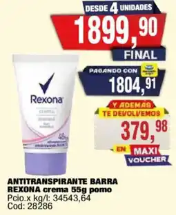 Maxiconsumo Rexona antitranspirante barra crema oferta
