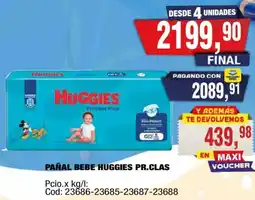 Maxiconsumo Huggies pañal bebe pr.clas oferta