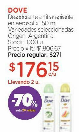 Farmacity Desodorante antitranspirante en aerosol x 150 ml. oferta