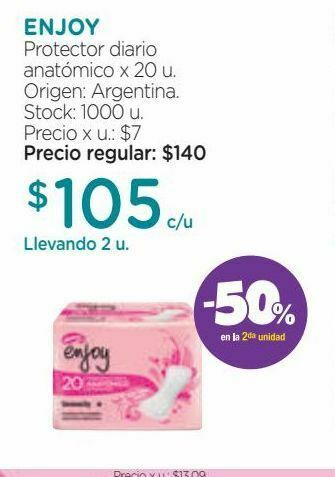 Farmacity Protector diario enjoy anatómico x 20 un oferta