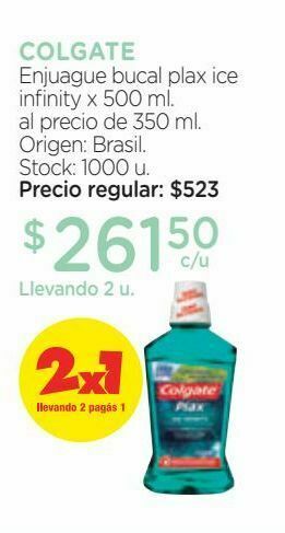 Farmacity Enjuague bucal colgate plax ice infinity promo lleve 500 ml pague 350 ml oferta