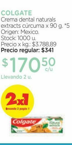 Farmacity Crema dental colgate natural extracts cúrcuma x 90 g oferta