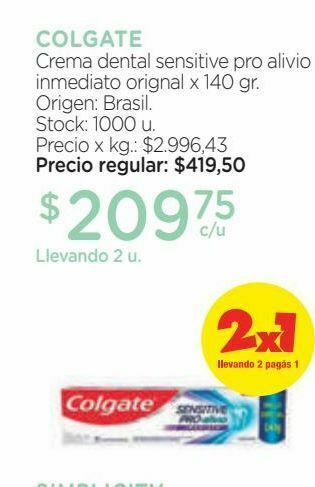 Farmacity Crema dental colgate sensitive pro alivio inmediato x 140 g oferta