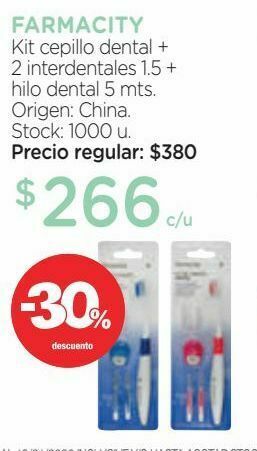 Farmacity Kit de cepillo farmacity 2 interdentales + hilo dental 5 m oferta
