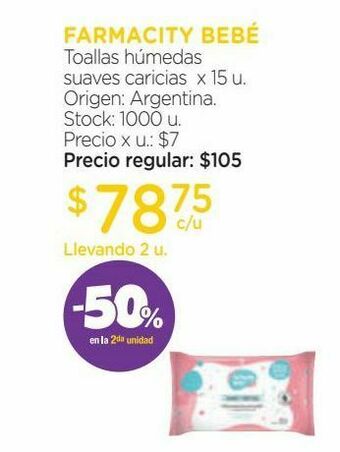 Farmacity Toallas húmedas farmacity bebé suaves caricias cross x 15 un oferta