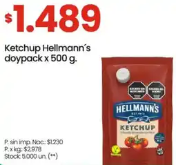 Changomas Hellmann's ketchup doypack oferta