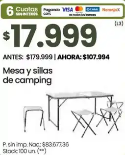 Changomas Mesa y sillas de camping oferta
