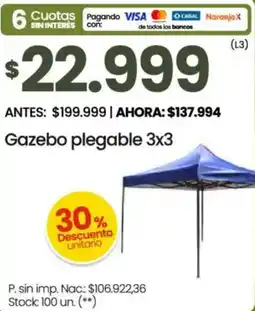 Changomas Gazebo plegable 3x3 oferta