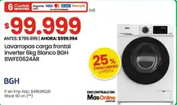 Changomas Bgh lavarropas carga frontal inverter 6kg blanco oferta