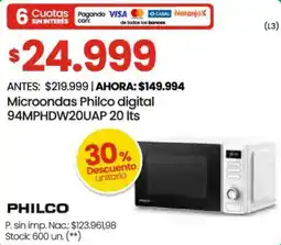 Changomas Philco microondas philco digital oferta