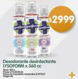 Supermercados Buenos Días Lysoform desodorante desinfectante oferta