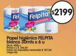 Supermercados Buenos Días Felpita papel higiénico blanco oferta