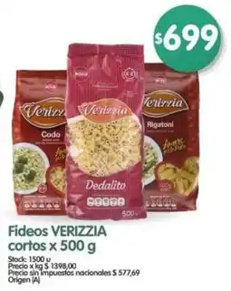 Supermercados Buenos Días Verizzia fideos cortos oferta