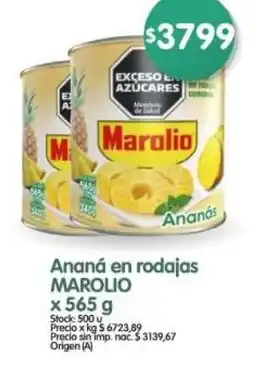 Supermercados Buenos Días Marolio ananá en rodajas oferta