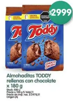 Supermercados Buenos Días Toddy almohaditas rellenas con chocolate oferta