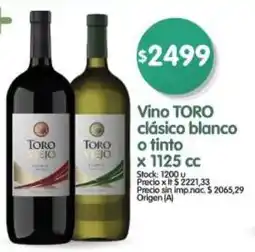 Supermercados Buenos Días Toro vino clásico blanco o tinto oferta