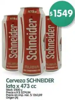 Supermercados Buenos Días Schneider cerveza lata oferta
