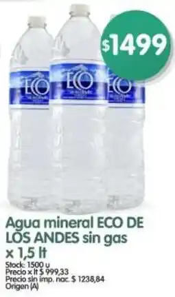 Supermercados Buenos Días Eco de los andes agua mineral sin gas oferta