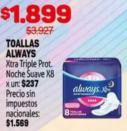Makro Always toallas xtra triple prot. noche suave oferta