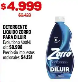 Makro Zorro detergente liquido para diluir evolution oferta