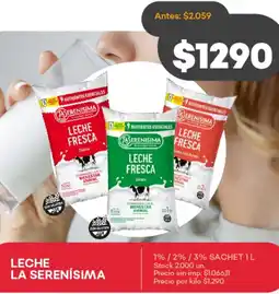 Supermercados Tadicor La serenísima leche oferta