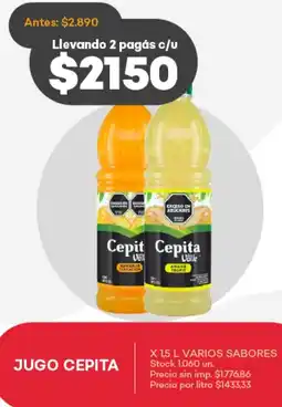 Supermercados Tadicor Jugo cepita varios sabores oferta