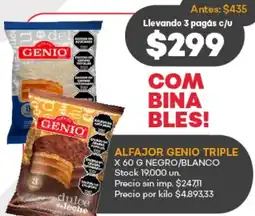 Supermercados Tadicor Alfajor genio triple negro/blanco oferta