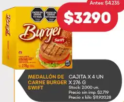 Supermercados Tadicor Swift medallón de carne burger oferta