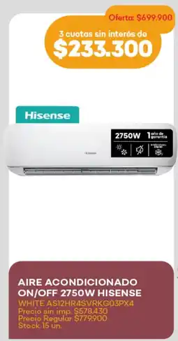 Supermercados Tadicor Hisense aire acondicionado on/off oferta