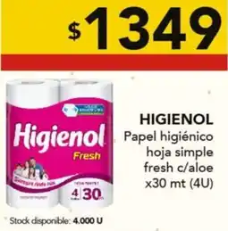 Nini Mayorista Higienol papel higiénico hoja simple fresh c/aloe oferta