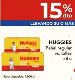Nini Mayorista Huggies pañal regular vs. talles oferta