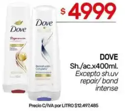 Nini Mayorista Dove sh./ac.x400ml. excepto sh.uv repair/bond intense oferta