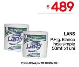 Nini Mayorista Lans p.hig. blanco hoja simple oferta