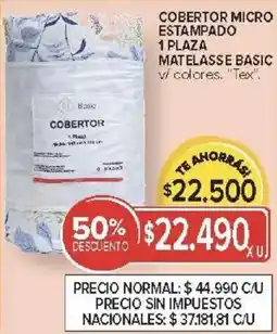 Carrefour Tex cobertor micro estampado matelasse basic v/ colores oferta