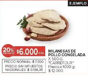 Carrefour milanesas de pollo congelada