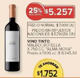 Carrefour Alma mora vino tinto malbec botella oferta