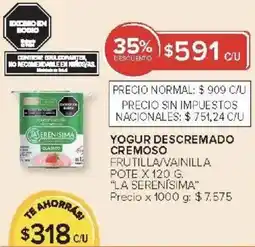 Carrefour La serenisima yogur descremado cremoso frutilla/vainilla pote oferta