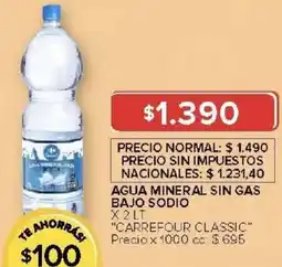 Carrefour Carrefour classic agua mineral sin gas bajo sodio oferta