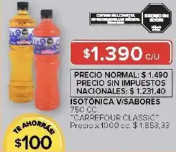 Carrefour Carrefour classic isotonica v/sabores oferta