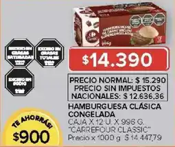 Carrefour Carrefour classic hamburguesa clásica congelada caja oferta