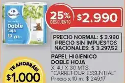 Carrefour Carrefour essential papel higiénico doble hoja oferta