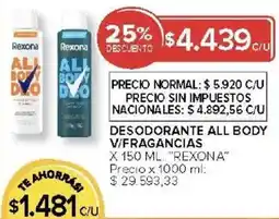 Carrefour Rexona desodorante all body v/fragancias oferta