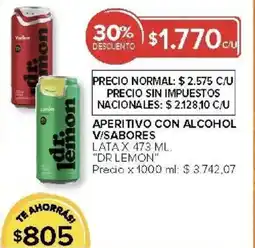 Carrefour Dr lemon aperitivo con alcohol v/sabores lata oferta